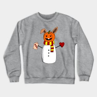 Happy Whatever! Pumpkin Snowman Bunny Crewneck Sweatshirt